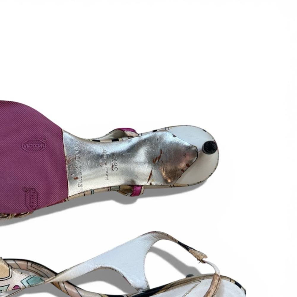 Emilio Pucci Colorful Silk Heels - Picture 2 of 2